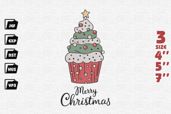 Merry Christmas Cupcakes Embroidery